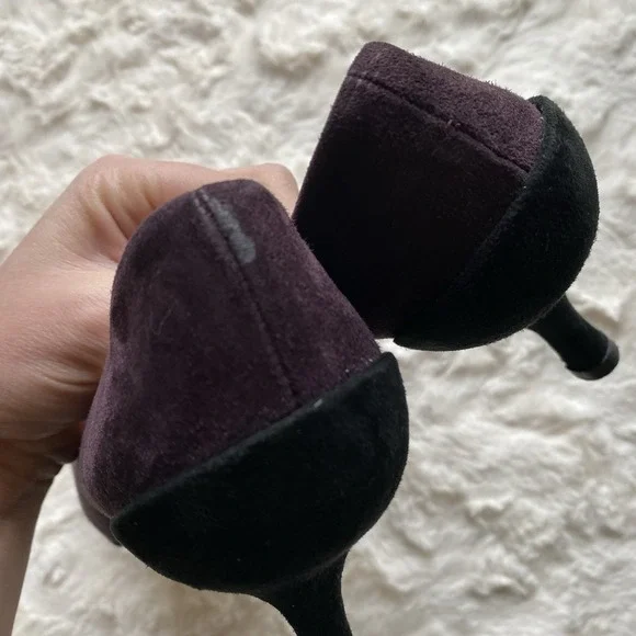 Prada Purple Suede Kitten Heel Pumps Size 38 US 7.5 Pointed Toe Luxury Italian - Picture 9 of 12